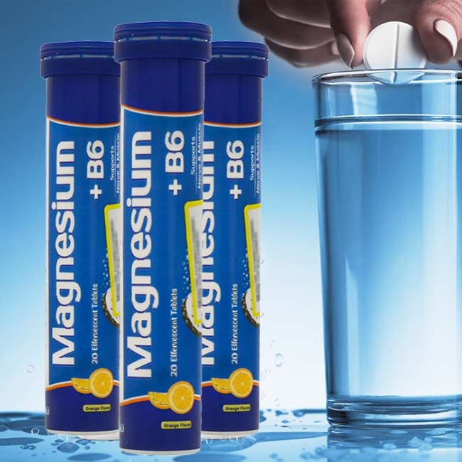 قرص منیزیم و ویتامین ب6 جوشان آریا دارو