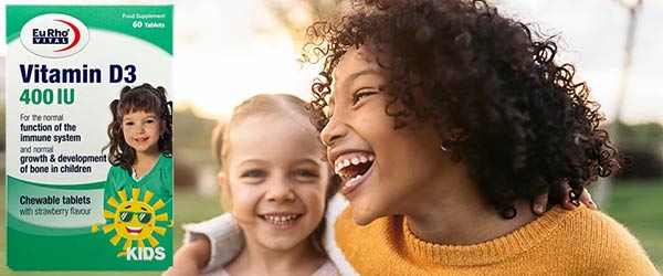 قرص جویدنی ویتامین د3 400 آی یو یوروویتال