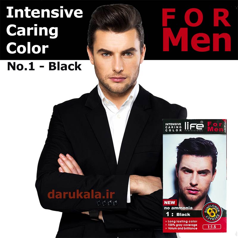کیت رنگ موی فوری مردانه لایف شماره ۱ رنگ مشکی مردانه
