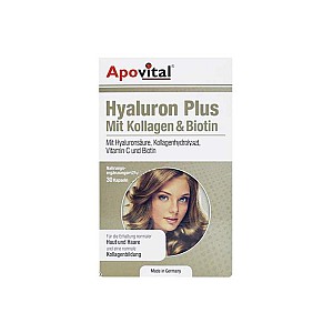 کپسول هیالورون پلاس آپوویتال 30 عددی | حاوی کلاژن، هیالورنیک اسید، بیوتین و ویتامین ث