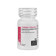 قرص کلاژن پلاس ویتامین سی برونسون 30 عددی | حاوی انواع تایپ های کلاژن برای جوانسازی پوست