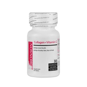 قرص کلاژن پلاس ویتامین سی برونسون 30 عددی | حاوی انواع تایپ های کلاژن برای جوانسازی پوست