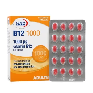 قیمت و خرید کپسول ویتامین B12 1000 یوروویتال 60 عددی برای رفع کم‌خونی