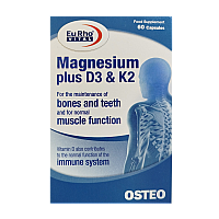 کپسول منیزیم پلاس د3 و کا2 یوروویتال | بهبود سلامت استخوان و عملکرد عضلانی