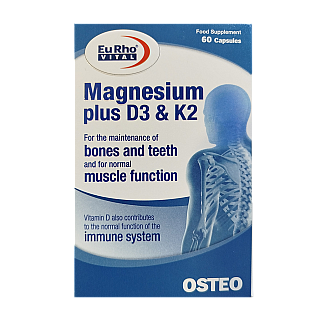 کپسول منیزیم پلاس د3 و کا2 یوروویتال 60 عددی برای سلامت استخوان