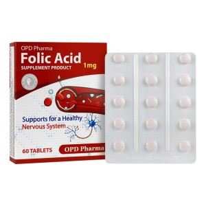 قرص فولیک اسید ۱ میلی‌گرم ۶۰ عدد او پی دی فارما | جلوگیری از کم‌خونی و تقویت مغز