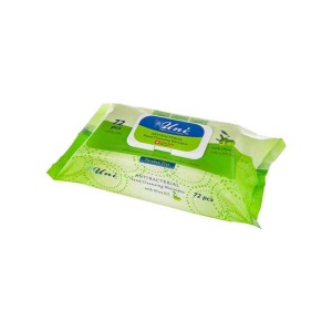 دستمال مرطوب آنتی باکتریال یونی لد 72 عددی | حاوی روغن زیتون و پاک کننده دست