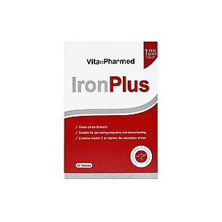 قرص آیرون پلاس ویتا فارمد 30 عددی | مکمل آهن همراه با ویتامین ث و اسید فولیک