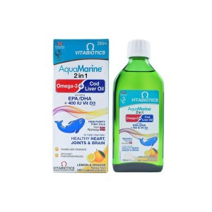 شربت آکوامارین ویتابیوتیکس 250 میلی | حاوی روغن کبد ماهی و سرشار از امگا 3