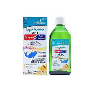 شربت آکوامارین ویتابیوتیکس 250 میلی | حاوی روغن کبد ماهی و سرشار از امگا 3