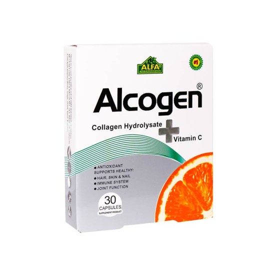 کپسول آلکوژن با ویتامین C آلفا ویتامینز 30 عددی | ضد چروک و جوان کننده پوست