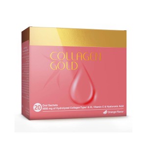 ساشه کلاژن گلد آدریان 20 عددی | حاوی 5 گرم کلاژن، ویتامین سی و هیالورونیک اسید