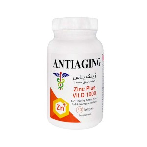 سافت ژل زینک پلاس آنتی ایجینگ 30 عددی | حفظ سلامت مو، ناخن و سیستم ایمنی