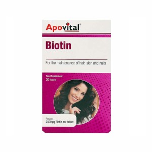 قرص بیوتین 2500 آپوویتال 30 عددی | حفظ سلامت پوست مو و ناخن