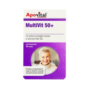 قرص مولتی ویت 50+ آپوویتال 30 عددی | مولتی ویتامین افراد بالای 50 سال