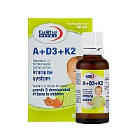 قطره ویتامین آ د3 و کا2 یوروویتال | کمک به رشد و تقویت سیستم ایمنی نوزادان