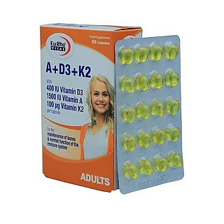 قیمت کپسول ویتامین آ د۳ کا۲ یوروویتال برای تقویت استخوان و سیستم ایمنی