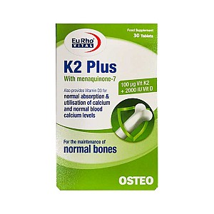 قرص کا2 پلاس یوروویتال | کمک به جذب بهتر کلسیم و سلامت استخوان