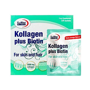 ساشه کلاژن پلاس بیوتین یوروویتال | 5 گرم کلاژن همراه با بیوتین ویتامین سی و هیالورونیک اسید