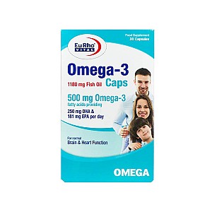 کپسول امگا 3 یوروویتال 30 عددی | تقویت مغز و قلب با DHA و EPA