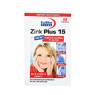 قرص زینک پلاس 15 یوروویتال 60 عددی | حفظ سلامت پوست و مو و ناخن