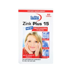 قرص زینک پلاس 15 یوروویتال 60 عددی | حفظ سلامت پوست و مو و ناخن