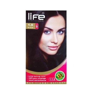 کیت رنگ موی لایف شماره 1 | رنگ موی مشکی - کج جعبه