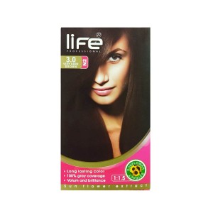 کیت رنگ موی لایف شماره 3 قهوه ای خیلی تیره - کج جعبه