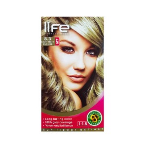 کیت رنگ موی لایف شماره 8.3 | رنگ موی بلوند زیتونی روشن - کج جعبه