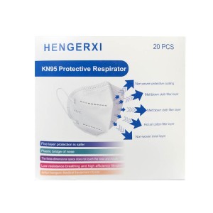 ماسک تنفسی 20 عددی KN95 هنگرکسی | ماسک ۵ لایه ضد حساسیت با طراحی مناسب برای پوشش کامل صورت