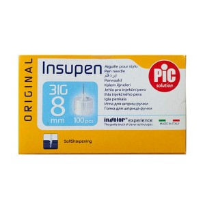 سر سوزن قلم انسولین اینسوپن پیک 100 عددی | سرسوزن بسیار نازک 31 گیج 8 میلی متر