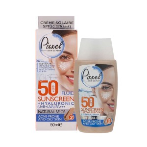فلوئید ضد آفتاب پوست چرب پیکسل +SPF50 | مناسب پوست های چرب و جوش دار