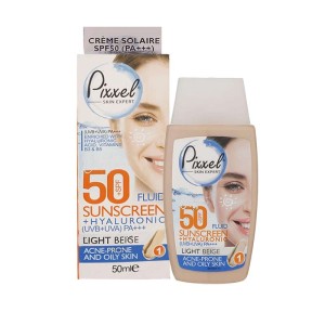 فلوئید ضد آفتاب پوست چرب پیکسل +SPF50 | مناسب پوست های چرب و جوش دار