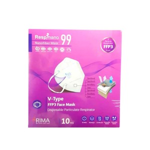 ماسک ffp3 رسپی نانو ریما 10 عددی | محافظت ۹۹ درصدی از انواع ذرات معلق 0/3 میکرون