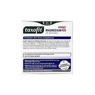 ساشه منیزیم 400 تاکسوفیت 20 عددی | حاوی ویتامین ب۱، ب۱۲، ب 6 و فولیک اسید