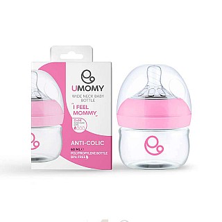 شیشه شیر پروپیلن دهانه عریض یومامی 60 میل صورتی