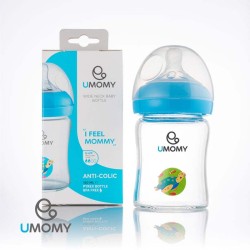 شیشه شیر پیرکس دهانه عریض یومامی +6 ماه | 150 میلی، آنتی کولیک و بدون BPA