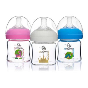 شیشه شیر پیرکس دهانه عریض یومامی 90 میل | آنتی کولیک برای 0 تا 6 ماه