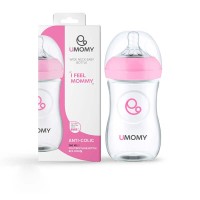 شیشه شیر پلی پروپیلن دهانه عریض یومامی 260 صورتی