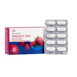 قرص جویدنی ویتامین ث 500 ویتامین لایف طعم توت