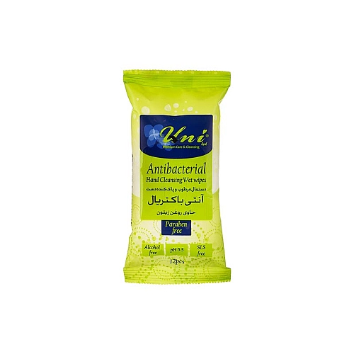 دستمال مرطوب آنتی باکتریال یونی لد 12 عددی | حاوی روغن زیتون و پاک کننده دست دستمال مرطوب آنتی باکتریال یونی لد 12 عددی | حاوی روغن زیتون و پاک کننده دست