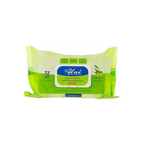 دستمال مرطوب آنتی باکتریال یونی لد 72 عددی | حاوی روغن زیتون و پاک کننده دست دستمال مرطوب آنتی باکتریال یونی لد 72 عددی | حاوی روغن زیتون و پاک کننده دست