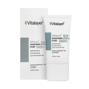 فلوئید ضد آفتاب وایت ویت ویتالیر SPF50 | ضد آفتاب، ضد لک و روشن کنندگی پوست