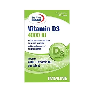 قرص ویتامین د3 4000 یوروویتال | 60 عددی | کمک به جبران کمبود ویتامین د3