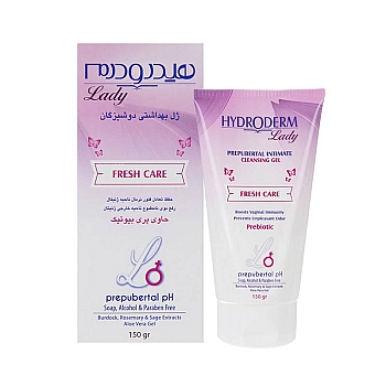 ژل بهداشتی دوشیزگان هیدرودرم 150 گرم | رفع بوی نامطبوع و حاوی پری بیوتیک