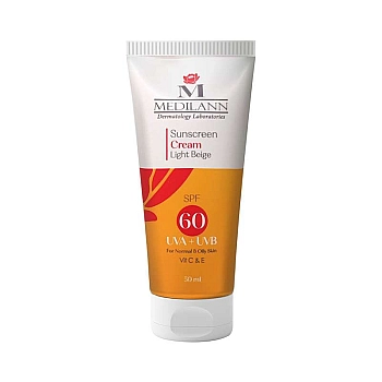 کرم ضد آفتاب رنگی فاقد چربی SPF60 مدیلن