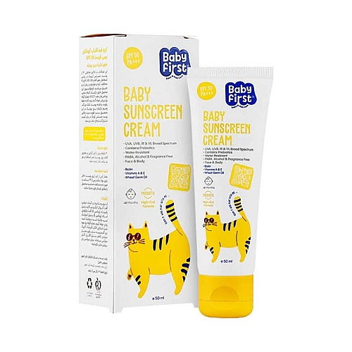 ضد آفتاب کودک سی گل بی بی فرست spf30 کرم ضد آفتاب کودک spf30 بی بی فرست سی گل